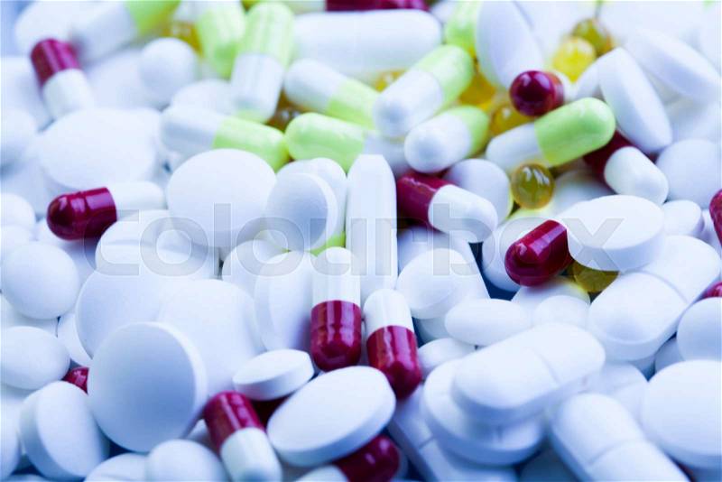 Tablets, Medicines, colorful bright medicine concept, stock photo