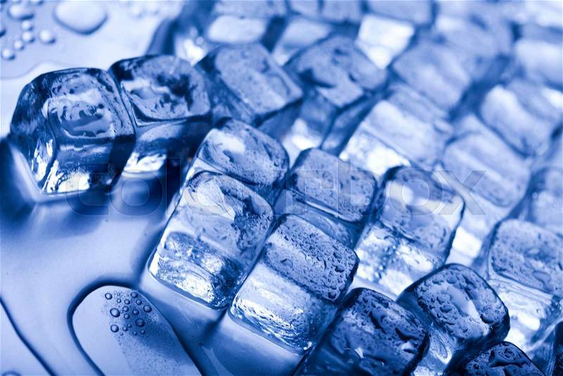 Blue and shiny ice cubes, stock photo