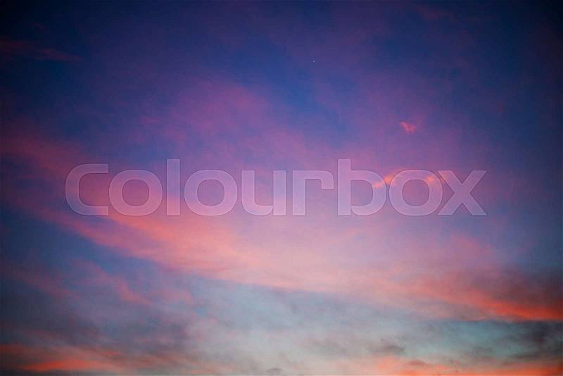 Dusk Sky Background. After Sunset Cloudscape, stock photo