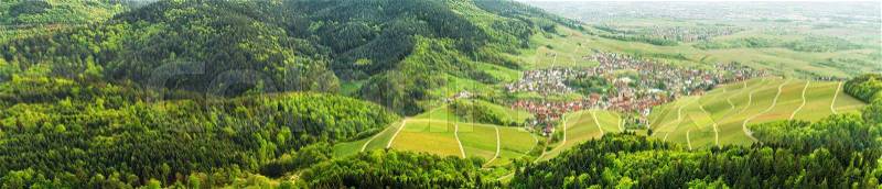 Panoramic view of the black forest and typical village. Germany. Europe, stock photo