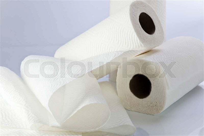 Paper towel on white reflective background , stock photo