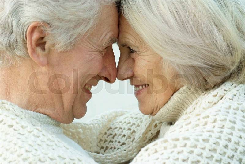 Portrait of a happy senior couple closeup, stock photo