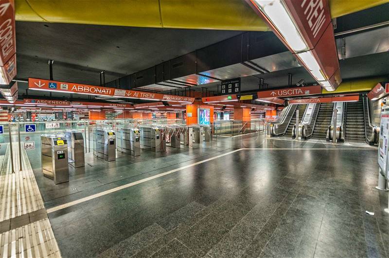 ROME - MAY 20, 2014: Interior of city subway. The city is visited by more than 10 million people every year, stock photo