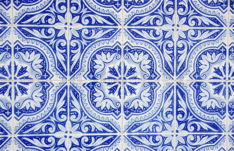 Azulejos blues, portuguese tiles, stock photo