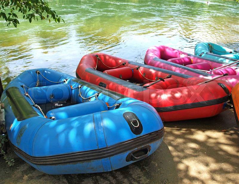 Inflatable boat, Rubber boat for Rafting, stock photo