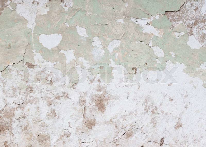 Old green earthen wall with peeling paint as background, stock photo