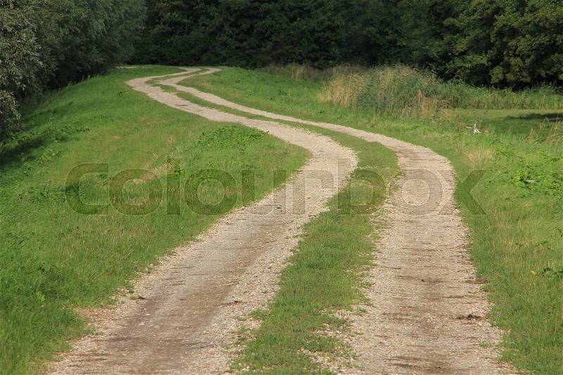 Country road in the countryside in the summer, stock photo