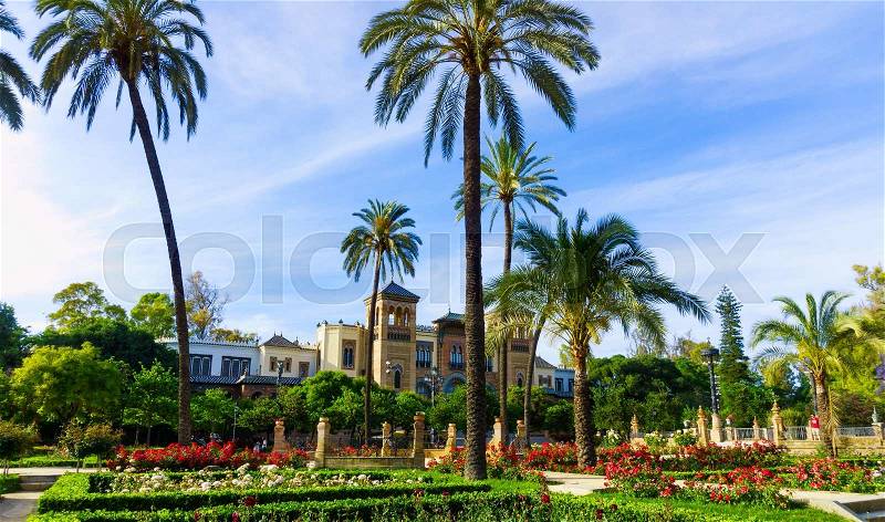 Gardens of Museum of Arts and Traditions of Sevilla, Spain, stock photo