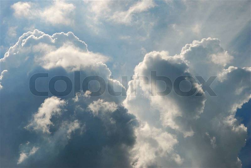 The sky with clouds. The blue sky and white clouds, stock photo