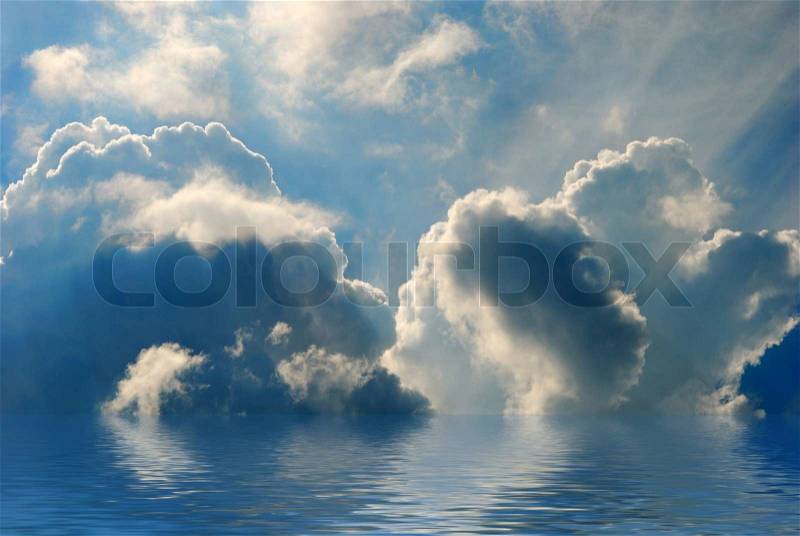 The sky with clouds. The blue sky and white clouds, stock photo
