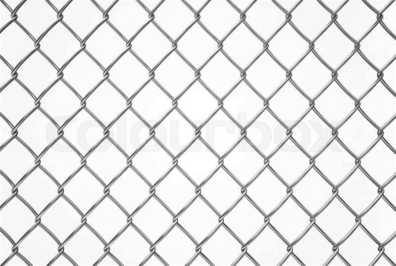 Wired fence pattern on white background, texture, stock photo