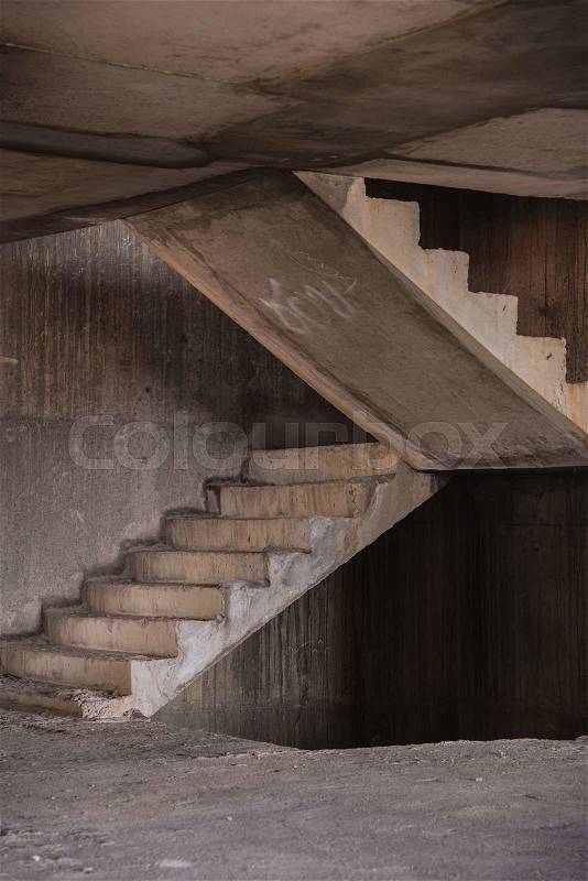 Inside of old abandoned building with construction unfinished, stock photo