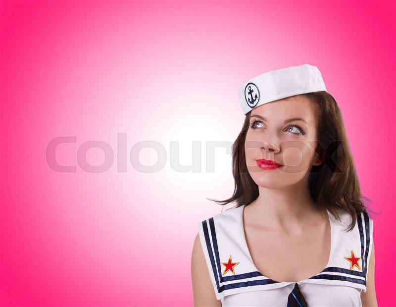 Woman sailor in marine concept, stock photo