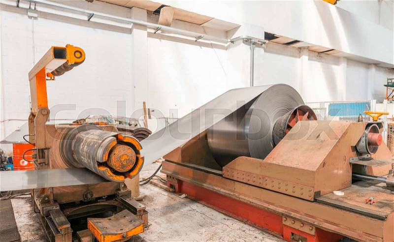 Industrial machine for steel cutting, stock photo