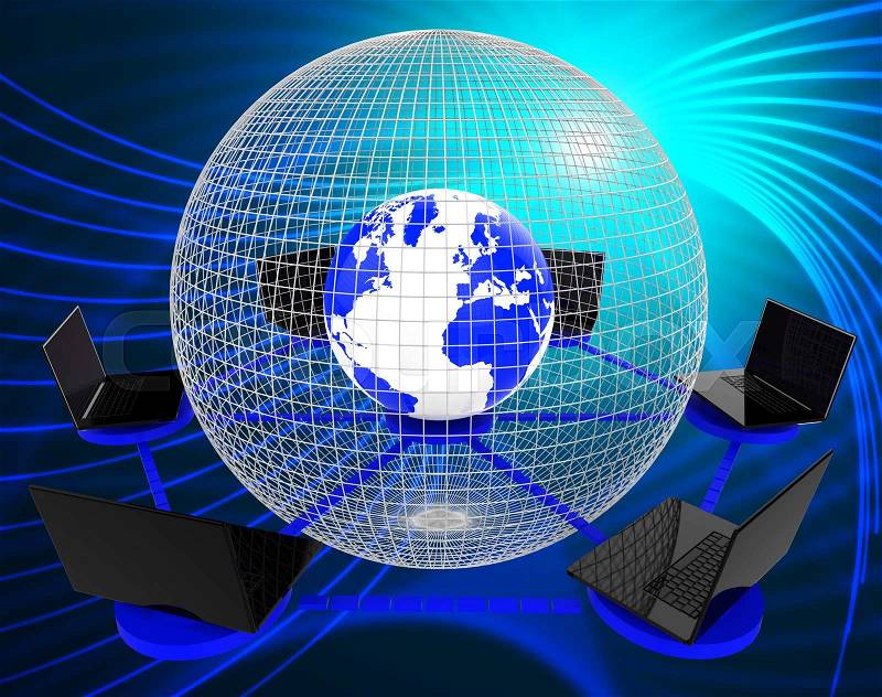 Global Computer Network Indicates Worldwide Planet And Processor, stock photo