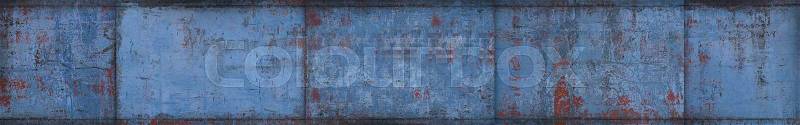 A blue grungy metal background (can be used as a website head), stock photo