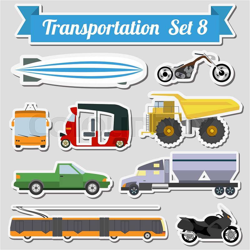Set of all types of transport icon for creating your own infographics or maps. Water, road, urban, air, cargo, public and ground transportation set. Vector illustration, vector