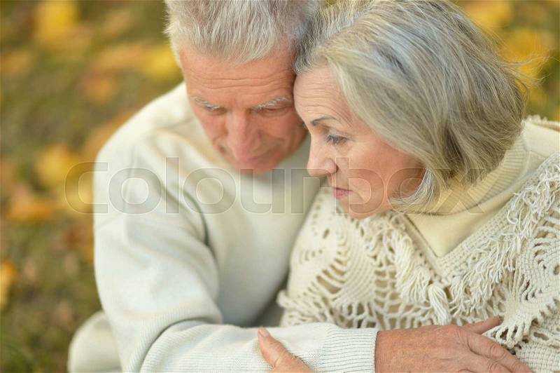 Portrait of a sad elder couple outdoor, stock photo