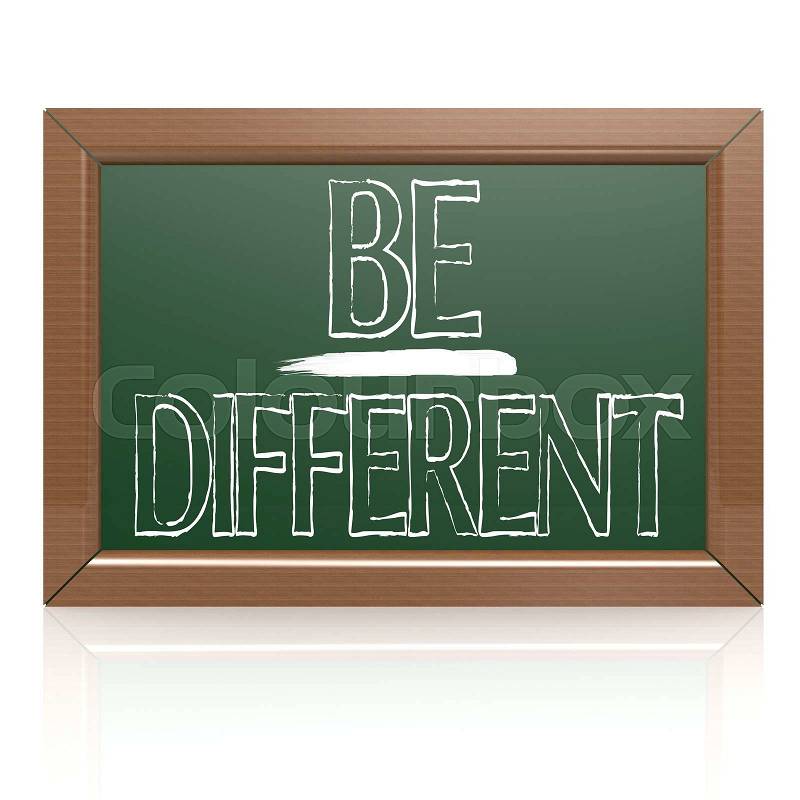 Be Different written with chalk on blackboard image with hi-res rendered artwork that could be used for any graphic design, stock photo
