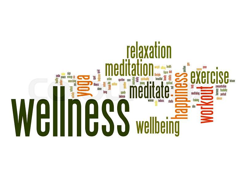 Wellness word cloud with white background image with hi-res rendered artwork that could be used for any graphic design, stock photo