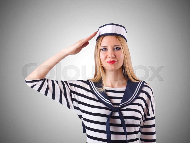 Woman sailor in marine concept, stock photo