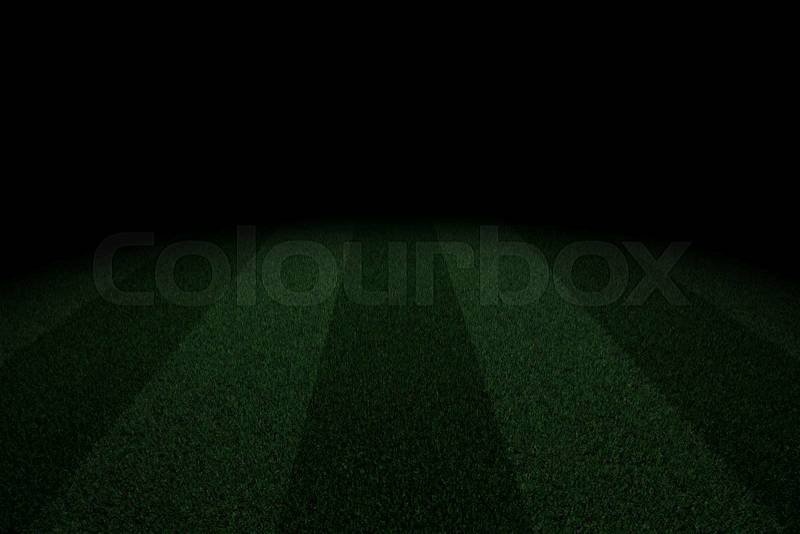 Two tone line soccer field background in the dark, stock photo