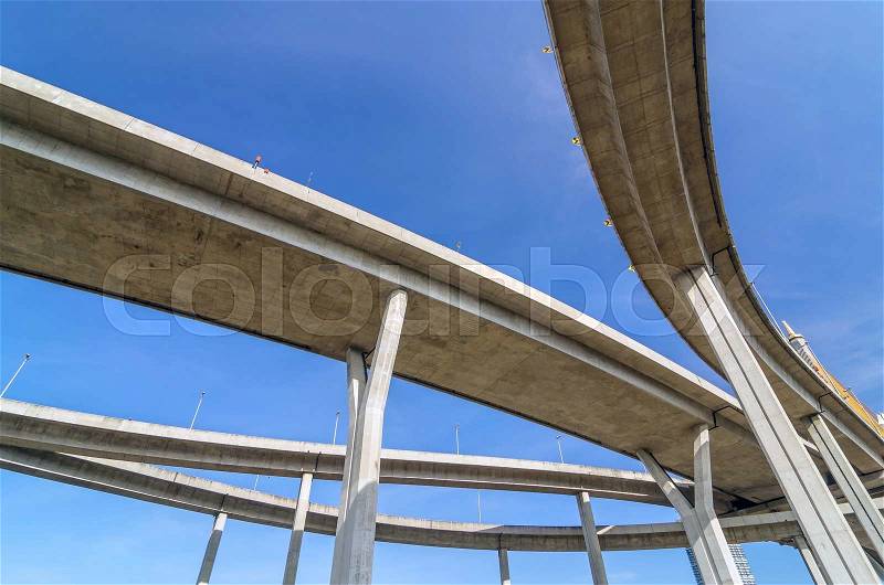 Elevated expressway,The curve of bridge, bangkok, thailand, stock photo
