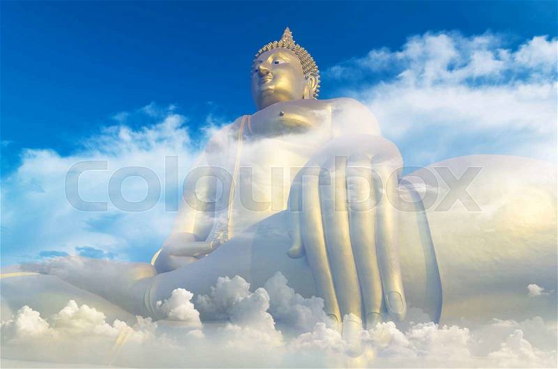 The Big Buddha with blue sky and cloud, stock photo