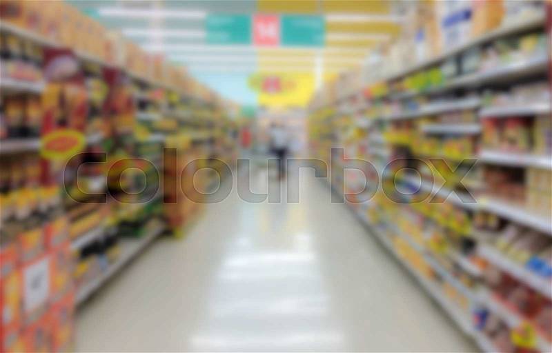 Supermarkets, lens blur effect, stock photo