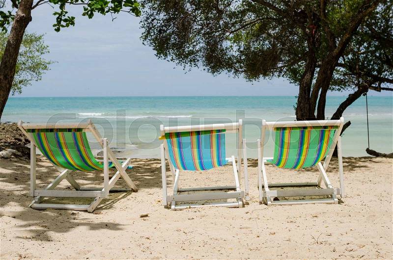 Beach colorful chair on the beach in Koh Samet Thailand, stock photo