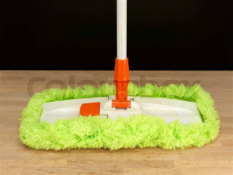 A close up shot of household floor cleaning items, stock photo