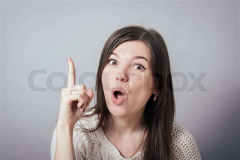 Young woman have idea, clever girl, stock photo