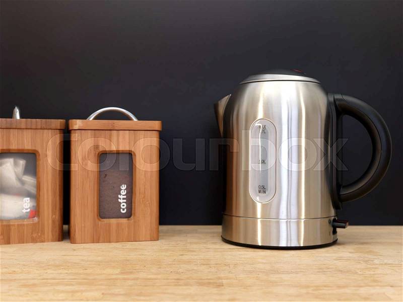 A close up shot of an electric kettle, stock photo