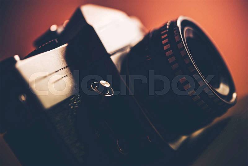 Cool SLR Vintage Camera with Interchangeable-Lens System. Vintage Photography, stock photo