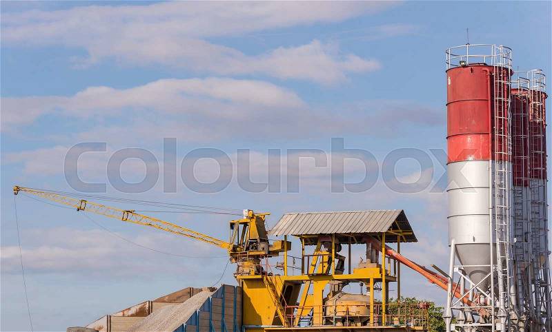 Cement factory a mixer cement tower, stock photo