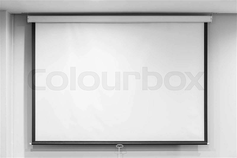 Blank projector screen in seminar room, education concept, stock photo