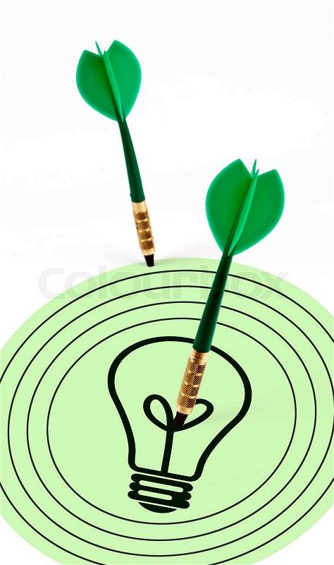 Bulb Shape on target with green arrows, stock photo
