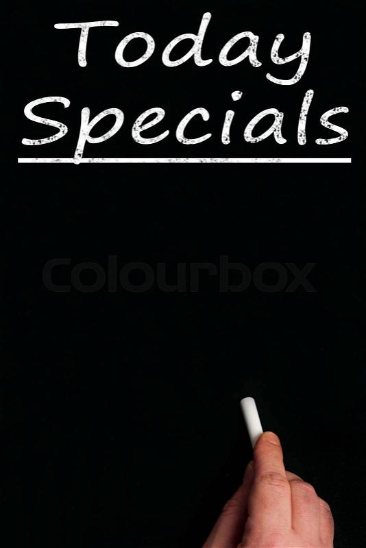 Today specials write on black board, stock photo