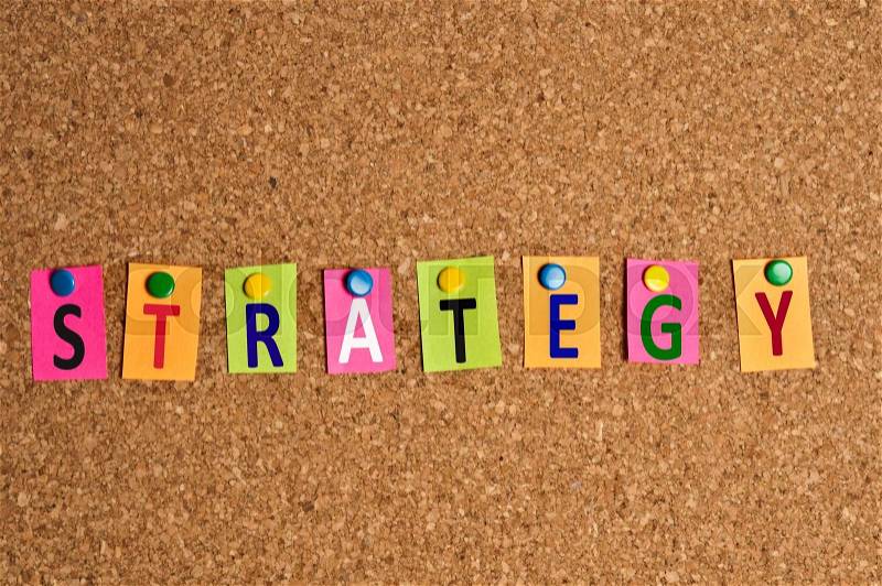 Strategy word made of post it, stock photo