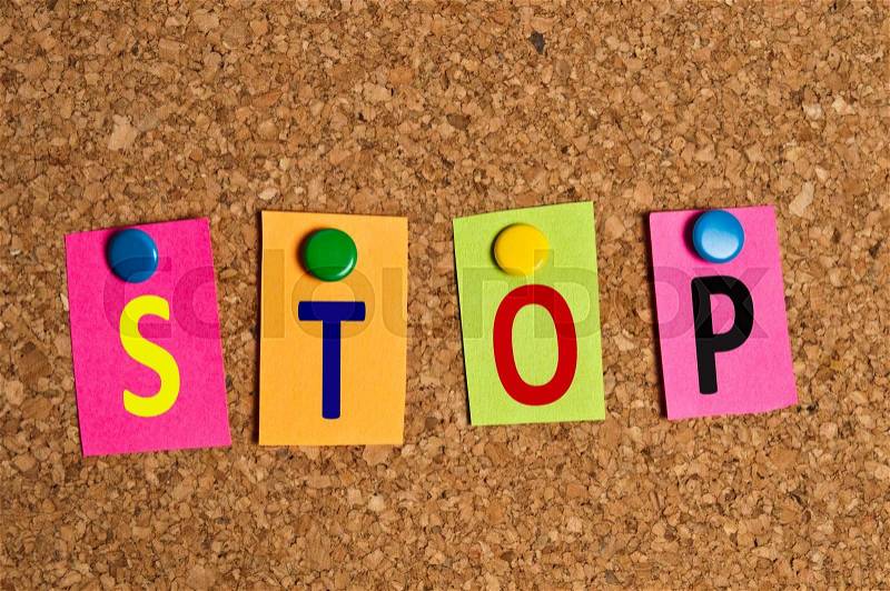 Stop word made of post it, stock photo
