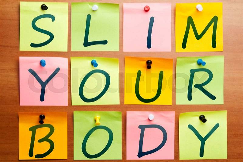 Slim your body ad made by post it, stock photo
