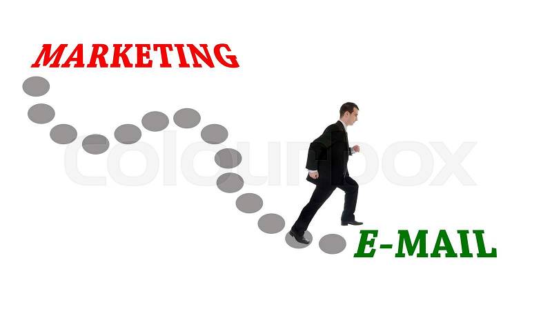 Road to E-mail Marketing for man in suit, stock photo