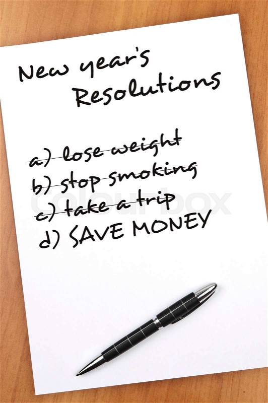 New year resolution with Save money not completed, stock photo