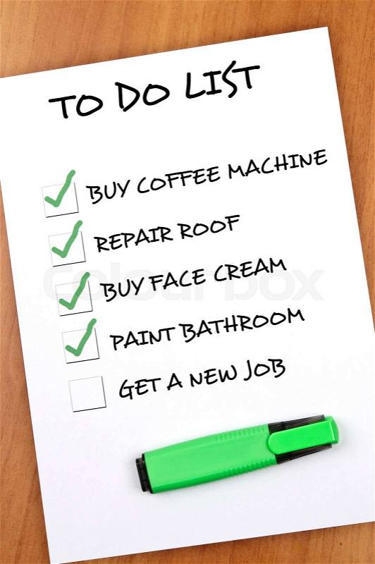 To do list with Get a new job not checked, stock photo