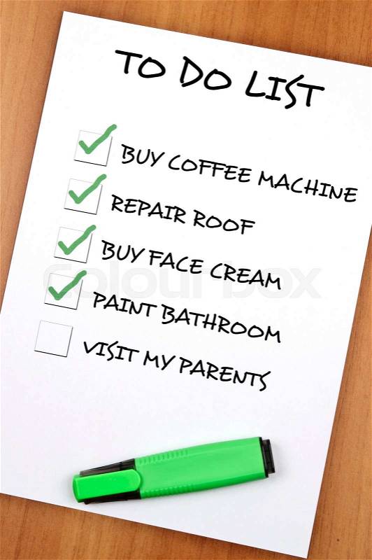 To do list with Visit my parents not checked, stock photo