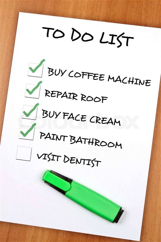 To do list with Visit dentist not checked, stock photo