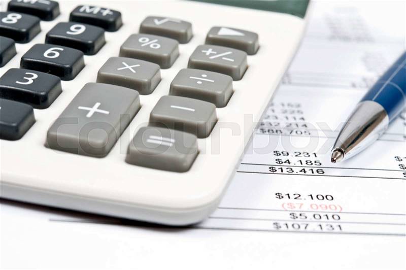 Financial paper and office tools, stock photo