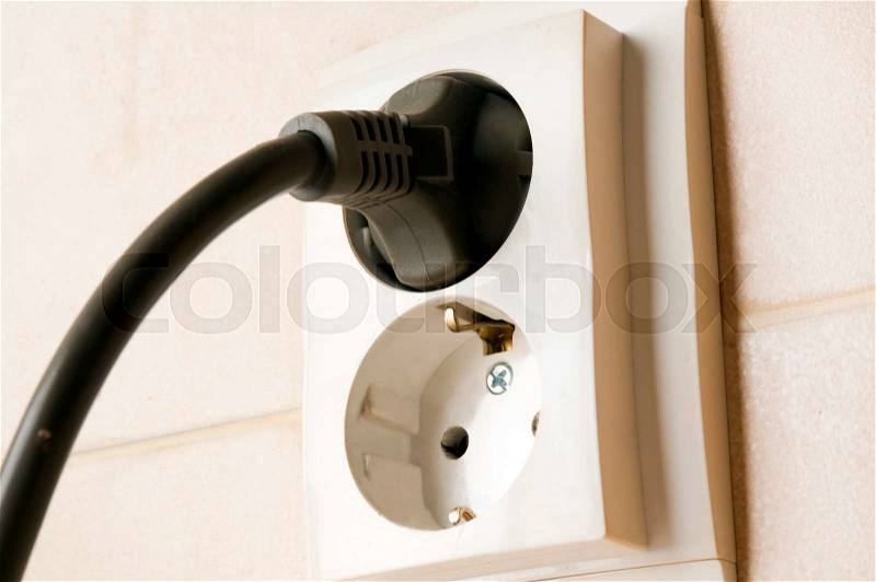 Power outlet extreme close up, stock photo