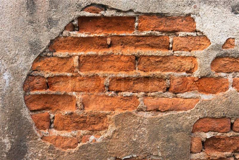 High resolution pictures vintage orange pattern of old brick wall , stock photo
