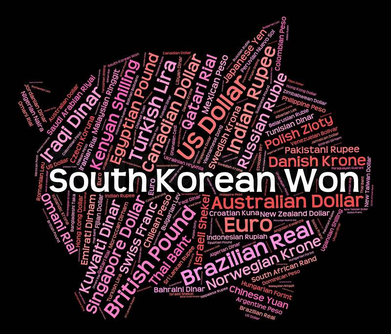 South Korean Won Representing Currency Exchange And Forex, stock photo
